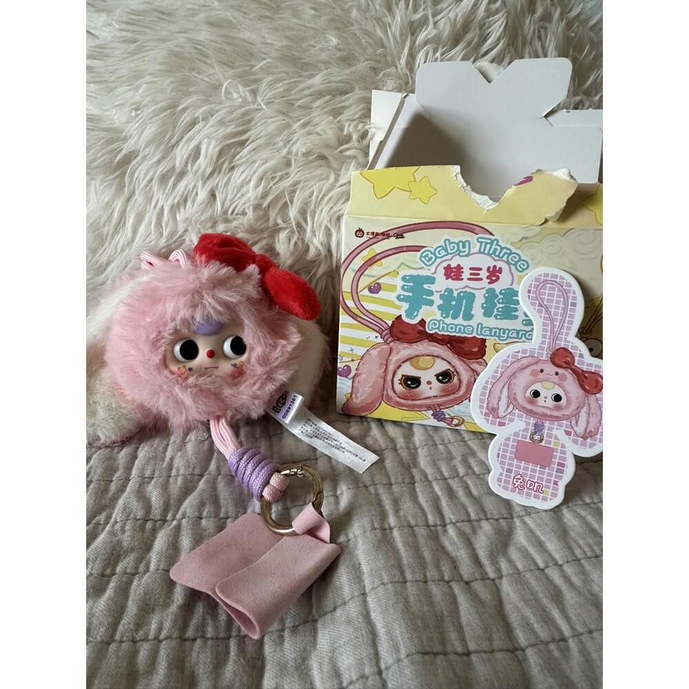 Baby Three Animal Plush Lanyard Series Blind Box Confirmed Pink Bunny US SELLER